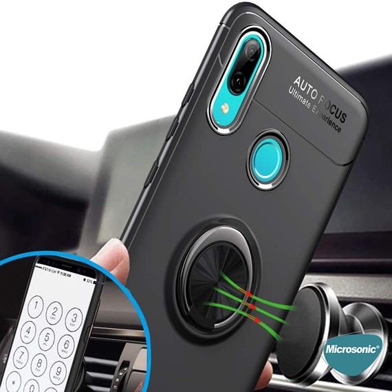 Microsonic Huawei P Smart 2019 Kılıf Kickstand Ring Holder Siyah 3