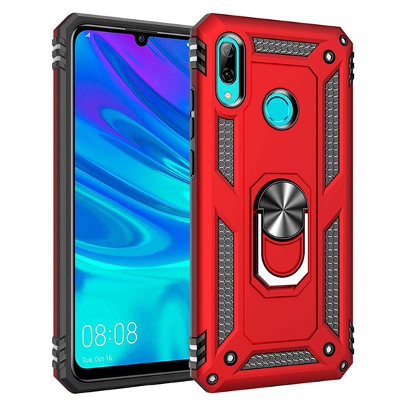 Microsonic Huawei P Smart 2019 Kılıf Military Ring Holder Kırmızı 1