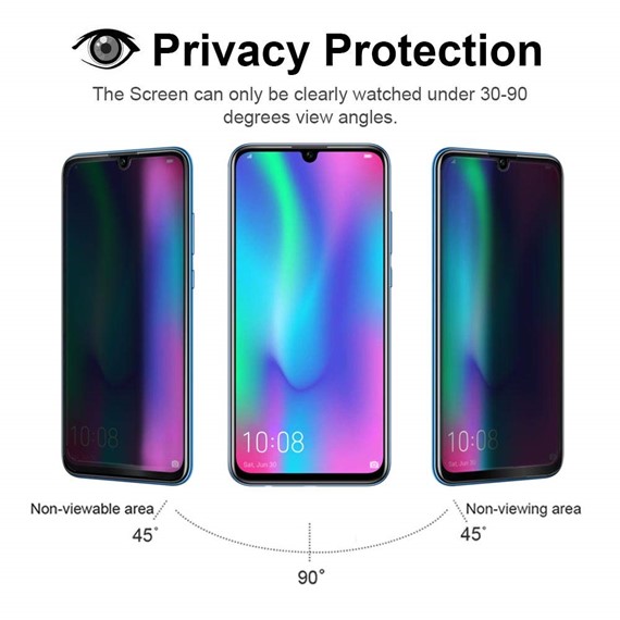 Microsonic Huawei P Smart 2019 Privacy 5D Gizlilik Filtreli Cam Ekran Koruyucu Siyah 2