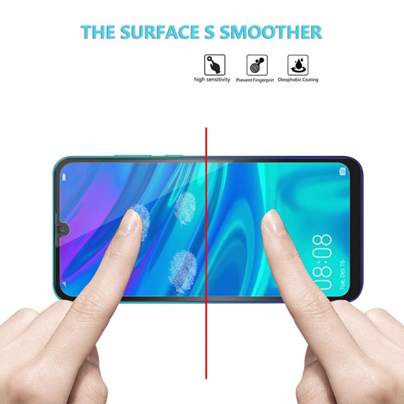 Microsonic Huawei P Smart 2019 Tam Kaplayan Temperli Cam Ekran koruyucu Siyah 2