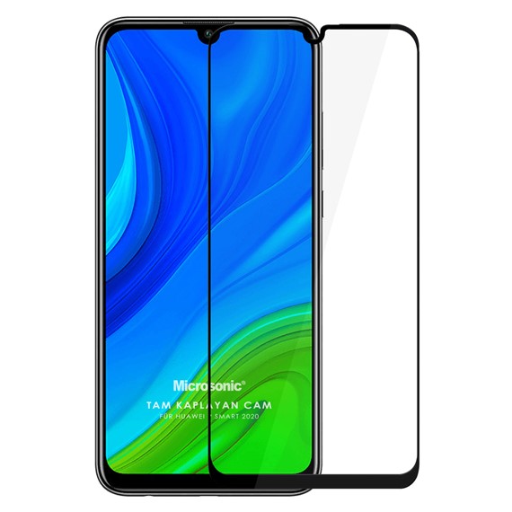 Microsonic Huawei P Smart 2020 Tam Kaplayan Temperli Cam Ekran Koruyucu Siyah 1