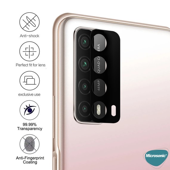 Microsonic Huawei P Smart 2021 Kamera Lens Koruma Camı V2 Siyah 3