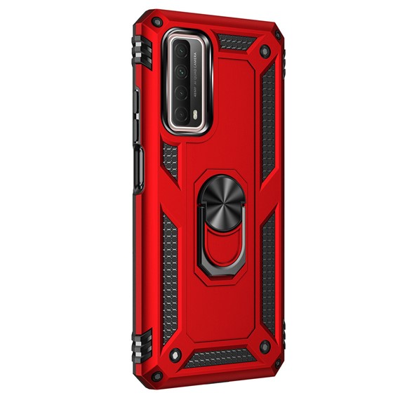 Microsonic Huawei P Smart 2021 Kılıf Military Ring Holder Kırmızı 2