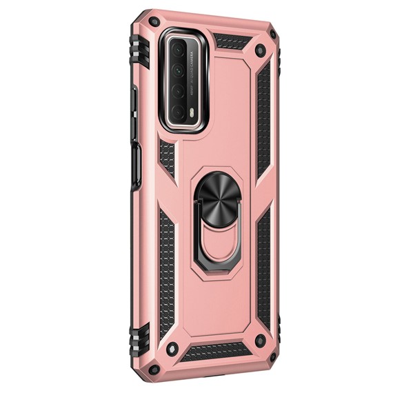 Microsonic Huawei P Smart 2021 Kılıf Military Ring Holder Rose Gold 2