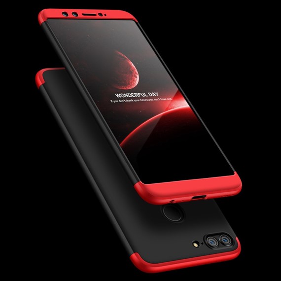Microsonic Huawei P Smart Kılıf Double Dip 360 Protective Siyah Kırmızı 5