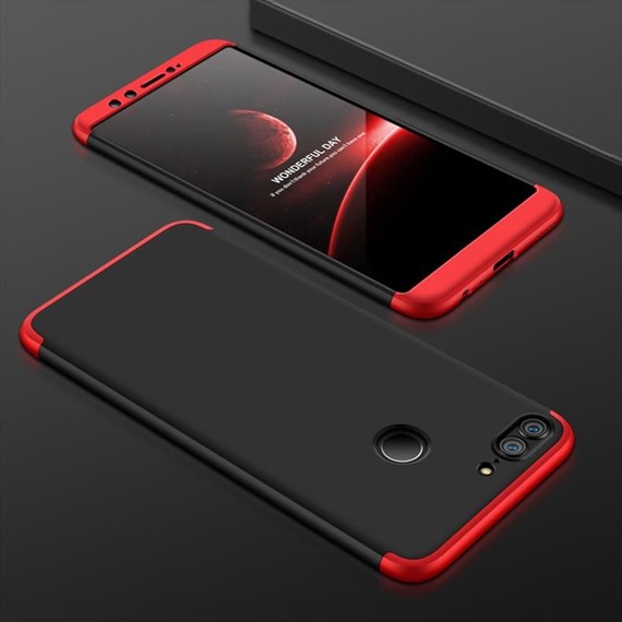 Microsonic Huawei P Smart Kılıf Double Dip 360 Protective Siyah Kırmızı 3