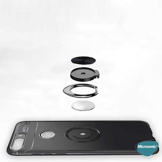 Microsonic Huawei P Smart Kılıf Kickstand Ring Holder Kırmızı 3