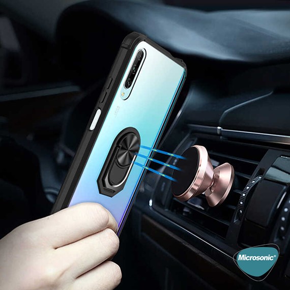 Microsonic Huawei Y9S Kılıf Grande Clear Ring Holder Kırmızı 3