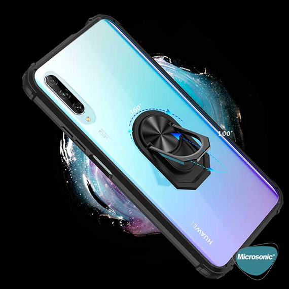 Microsonic Huawei Y9S Kılıf Grande Clear Ring Holder Lacivert 5