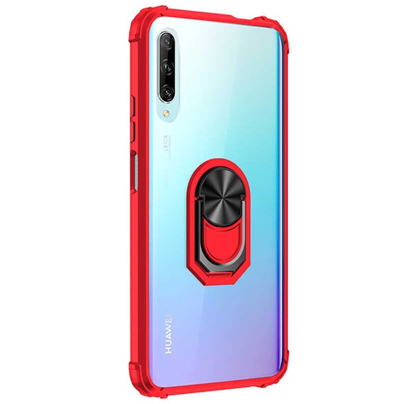 Microsonic Huawei Y9S Kılıf Grande Clear Ring Holder Kırmızı 2