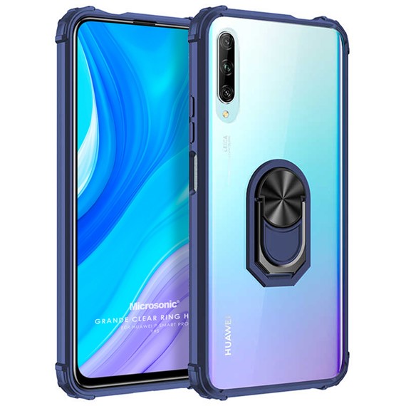 Microsonic Huawei Y9S Kılıf Grande Clear Ring Holder Lacivert 1