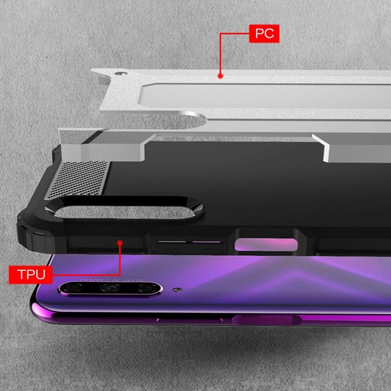 Microsonic Huawei P Smart Pro Kılıf Rugged Armor Gümüş 4