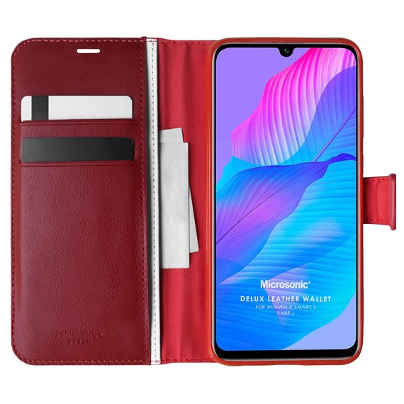 Microsonic Huawei P Smart S Kılıf Delux Leather Wallet Kırmızı 1