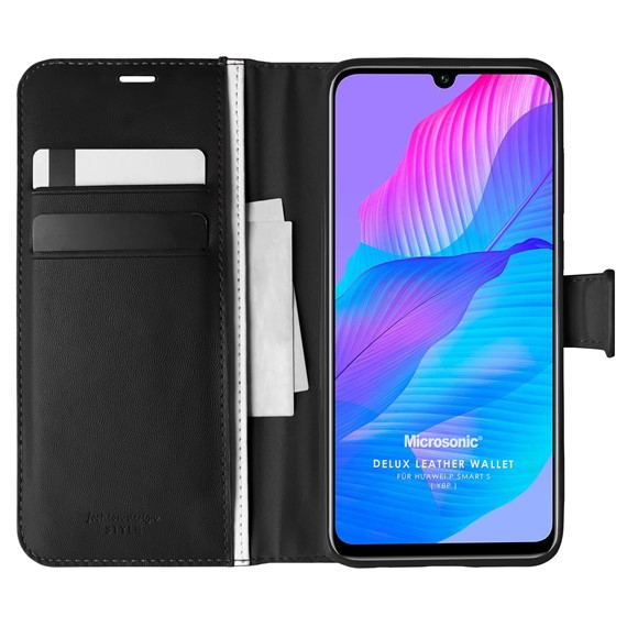 Microsonic Huawei P Smart S Kılıf Delux Leather Wallet Siyah 1