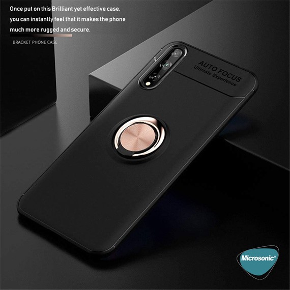 Microsonic Huawei P Smart S Kılıf Kickstand Ring Holder Lacivert 5