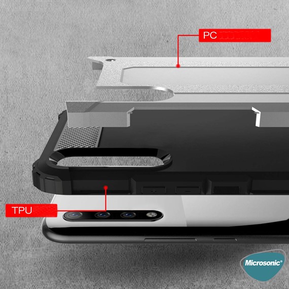 Microsonic Huawei P Smart S Kılıf Rugged Armor Gümüş 4