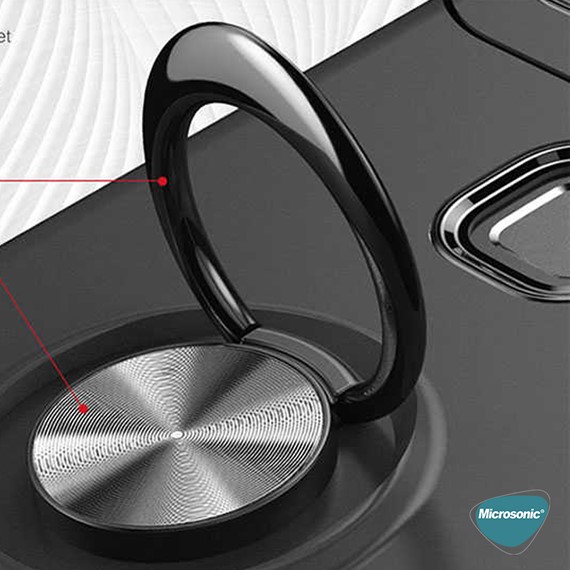 Microsonic Huawei P10 Lite Kılıf Kickstand Ring Holder Lacivert 5