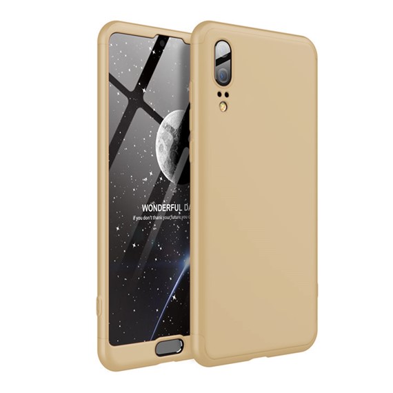 Microsonic Huawei P20 Kılıf Double Dip 360 Protective Gold 1