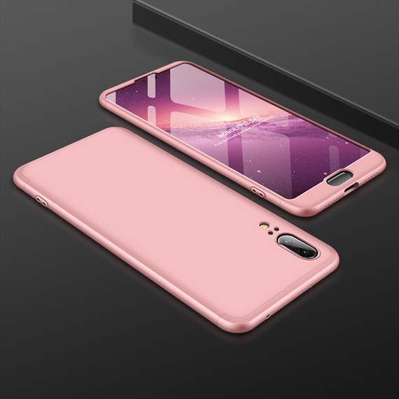 Microsonic Huawei P20 Kılıf Double Dip 360 Protective Rose Gold 3