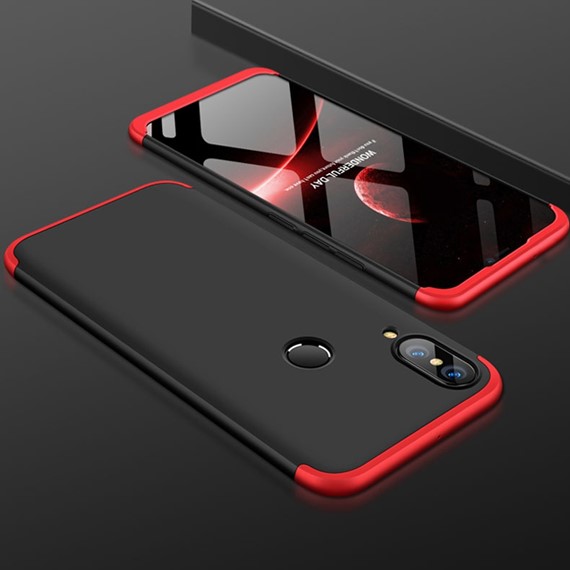 Microsonic Huawei P20 Lite Kılıf Double Dip 360 Protective Siyah Kırmızı 3