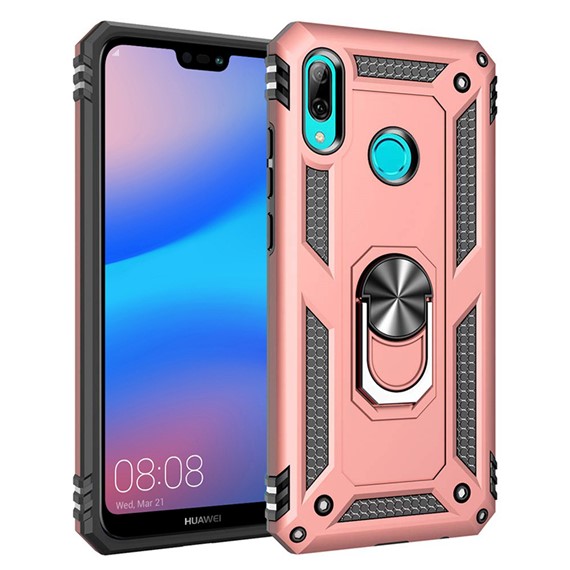 Microsonic Huawei P20 Lite Kılıf Military Ring Holder Rose Gold 1