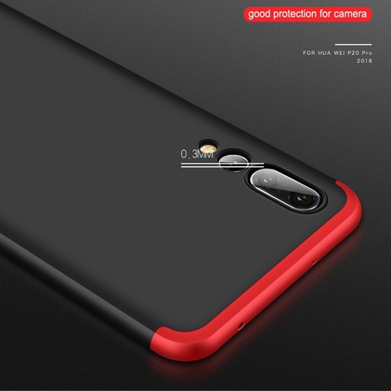 Microsonic Huawei P20 Pro Kılıf Double Dip 360 Protective Siyah Kırmızı 5