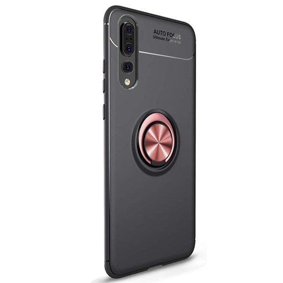 Microsonic Huawei P20 Pro Kılıf Kickstand Ring Holder Siyah Rose 2