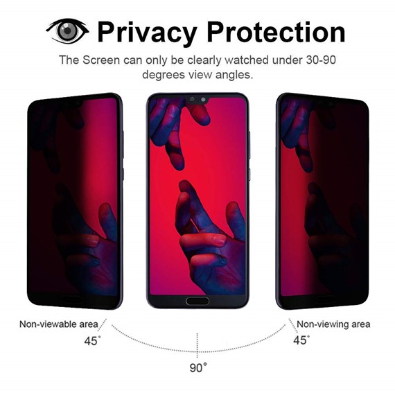 Microsonic Huawei P20 Pro Privacy 5D Gizlilik Filtreli Cam Ekran Koruyucu Siyah 2