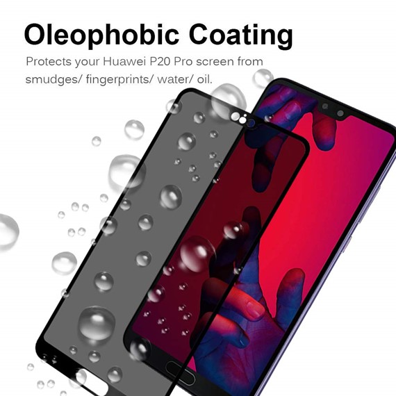 Microsonic Huawei P20 Pro Privacy 5D Gizlilik Filtreli Cam Ekran Koruyucu Siyah 5