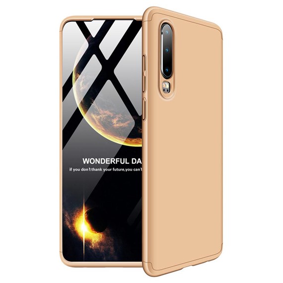 Microsonic Huawei P30 Kılıf Double Dip 360 Protective Gold 1