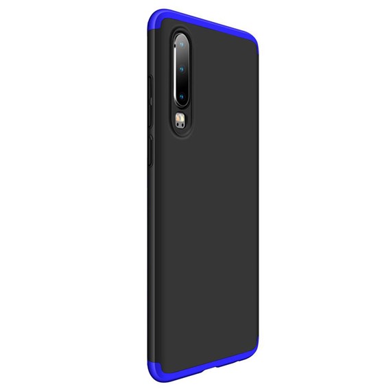 Microsonic Huawei P30 Kılıf Double Dip 360 Protective Siyah Mavi 2