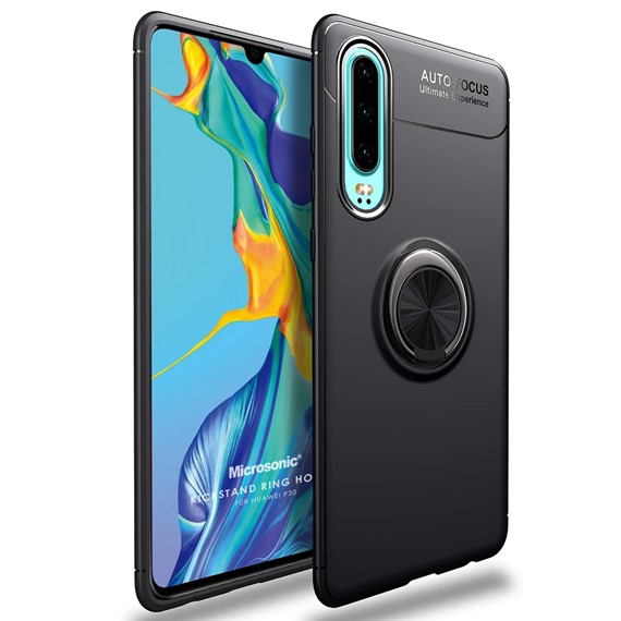 Microsonic Huawei P30 Kılıf Kickstand Ring Holder Siyah 1