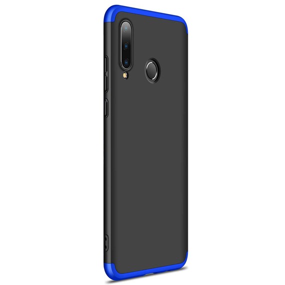 Microsonic Huawei P30 Lite Kılıf Double Dip 360 Protective Siyah Mavi 2