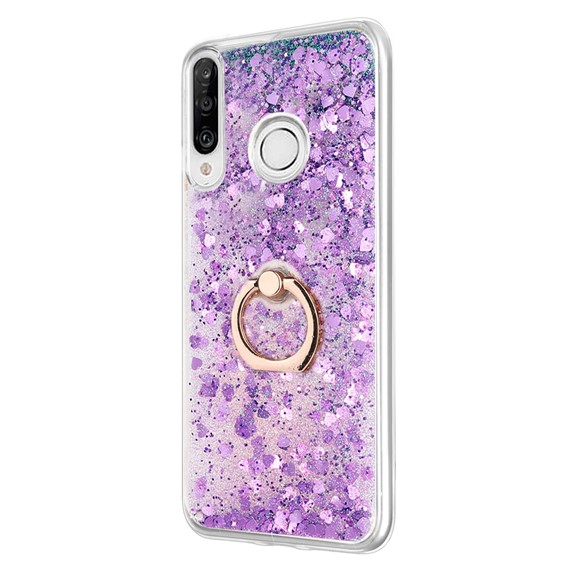 Microsonic Huawei P30 Lite Kılıf Glitter Liquid Holder Mor 2