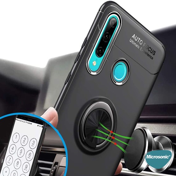 Microsonic Huawei P30 Lite Kılıf Kickstand Ring Holder Kırmızı 3