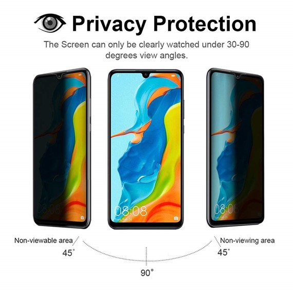 Microsonic Huawei P30 Lite Privacy 5D Gizlilik Filtreli Cam Ekran Koruyucu Siyah 2