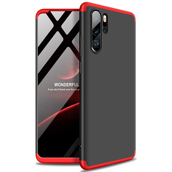 Microsonic Huawei P30 Pro Kılıf Double Dip 360 Protective Siyah Kırmızı 1