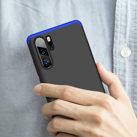 Microsonic Huawei P30 Pro Kılıf Double Dip 360 Protective Siyah Mavi 4