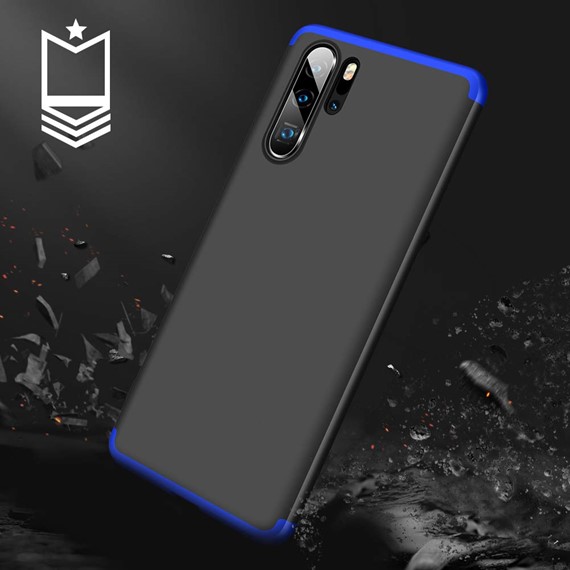 Microsonic Huawei P30 Pro Kılıf Double Dip 360 Protective Siyah Mavi 5