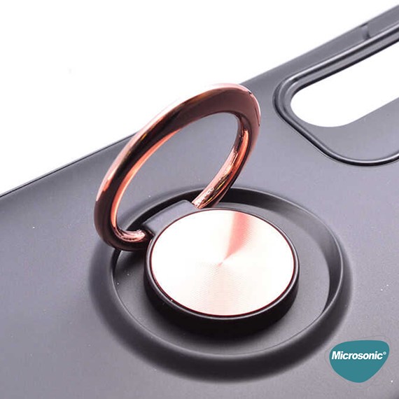 Microsonic Huawei P30 Pro Kılıf Kickstand Ring Holder Siyah Rose 3