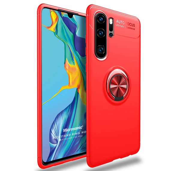 Microsonic Huawei P30 Pro Kılıf Kickstand Ring Holder Kırmızı 1