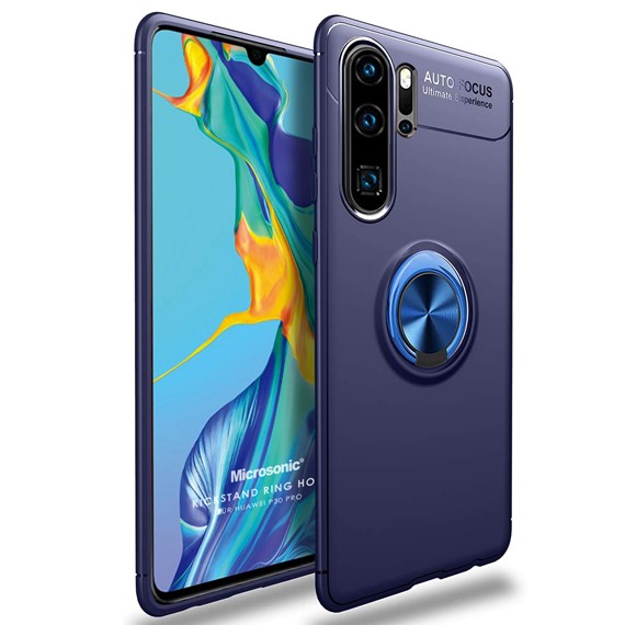 Microsonic Huawei P30 Pro Kılıf Kickstand Ring Holder Lacivert 1