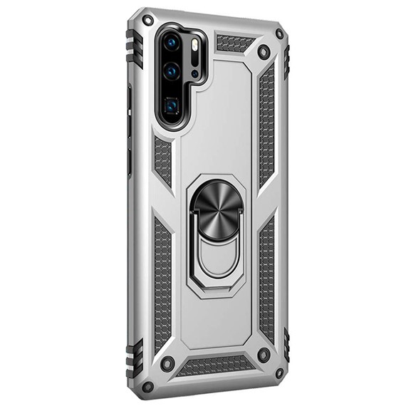 Microsonic Huawei P30 Pro Kılıf Military Ring Holder Gümüş 2