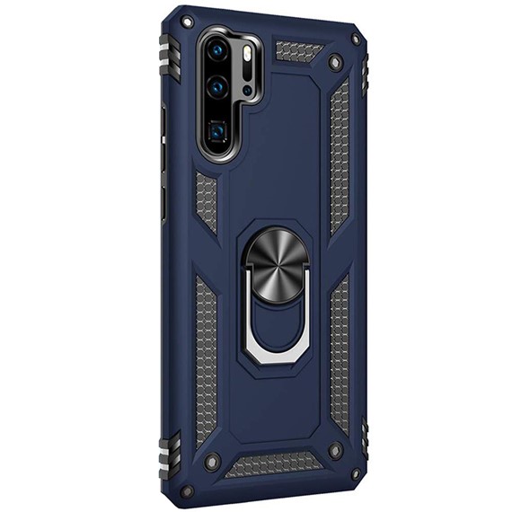 Microsonic Huawei P30 Pro Kılıf Military Ring Holder Lacivert 2