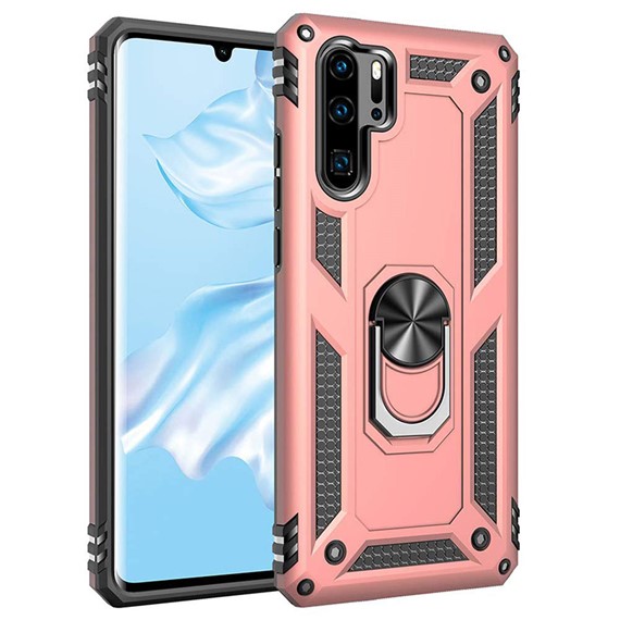 Microsonic Huawei P30 Pro Kılıf Military Ring Holder Rose Gold 1