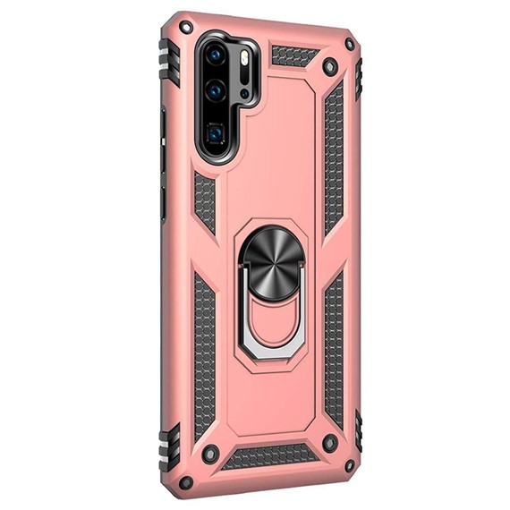 Microsonic Huawei P30 Pro Kılıf Military Ring Holder Rose Gold 2