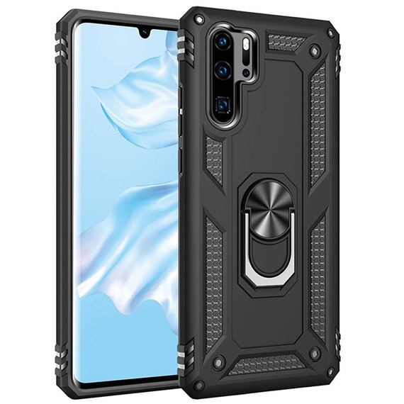 Microsonic Huawei P30 Pro Kılıf Military Ring Holder Siyah 1