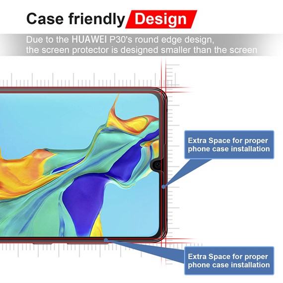 Microsonic Huawei P30 Tam Kaplayan Temperli Cam Ekran koruyucu Siyah 5
