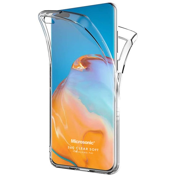 Microsonic Huawei P40 Kılıf 6 tarafı tam full koruma 360 Clear Soft Şeffaf 1