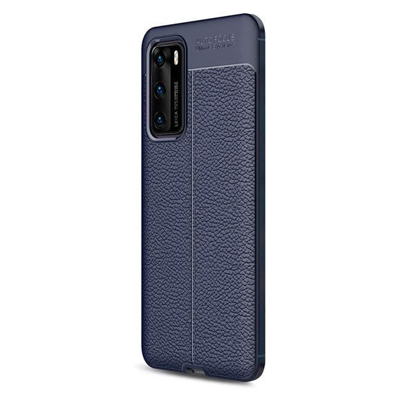 Microsonic Huawei P40 Kılıf Deri Dokulu Silikon Lacivert 2